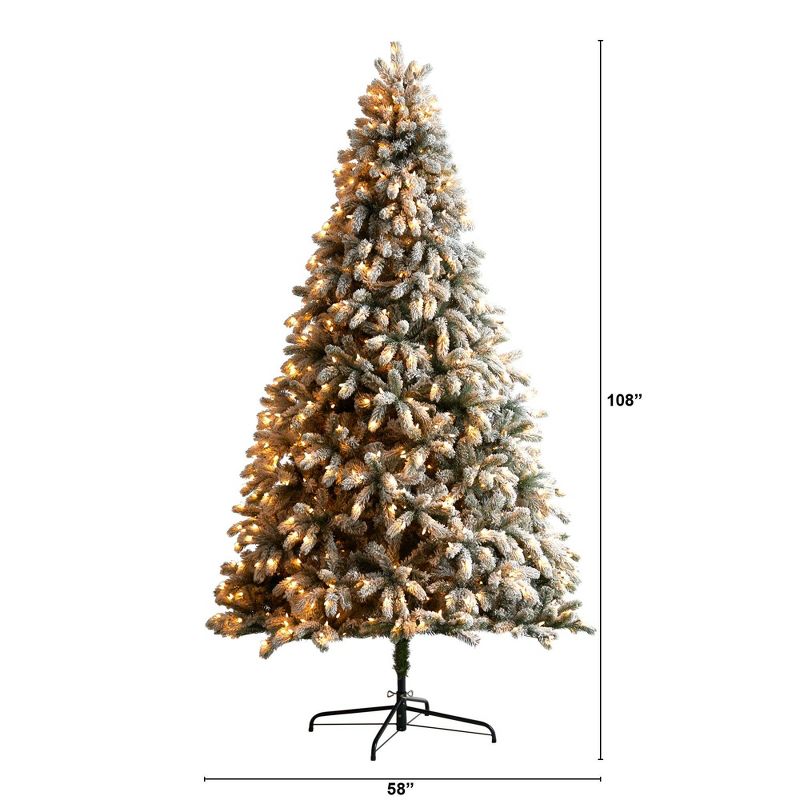 Nearly Natural 9-ft Flocked South Carolina Spruce Christmas Tree with 850 Clear Lights and 2329 Bendable Branches, 2 of 9