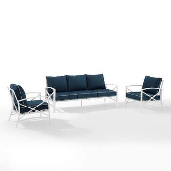 Crosley 3pc Kaplan Outdoor Sofa Set with Sofa & 2 Arm Chairs