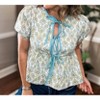 Women's Floral Tie Front Puff Sleeve Top - &merci - 3 of 4