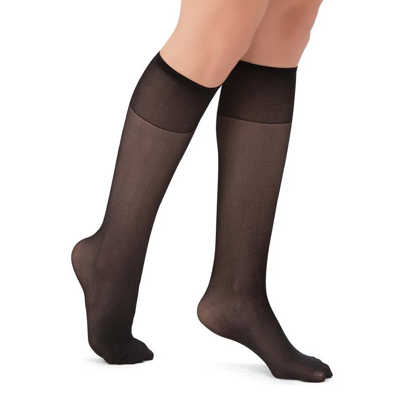 Collections Etc Sheer Non-Binding Non-Run Support Knee Hi Stocking Hosiery, 6 Pack, 1 of 4
