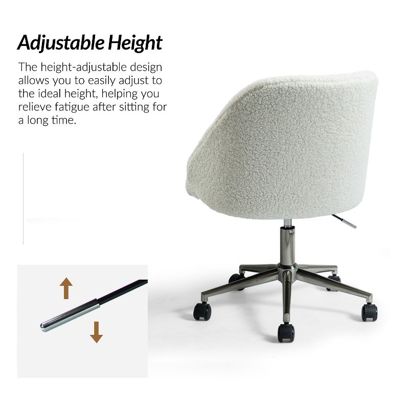Joah Mid Century Modern Boucle Ergonomic Swivel and Height-adjustable Task Office Chair | ARTFUL LIVING DESIGN, 4 of 11