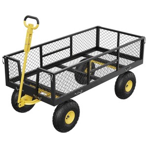 Garden Cart Steel Heavy Duty 900 LBS Yard and Garden Wagon with 10 inch Tire and Handle Attach to ATV or Tractor for Lawn Camping Farm Yard - 1 of 4