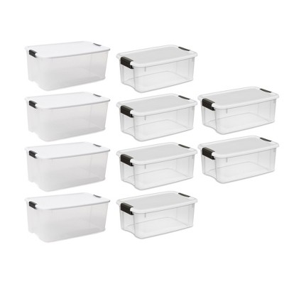 Sterilite 6 Quart Clear Plastic Stacking Storage Container Tote With White  Lid For Garage, Kitchen, And Closet Organization : Target