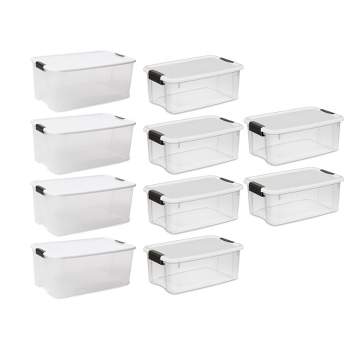 Sterilite 4 Sets of 116 Quart and 6 Sets of 18 Quart Heavy-Duty Stackable Clear Latch Lid Storage Container Tote for Home Organization