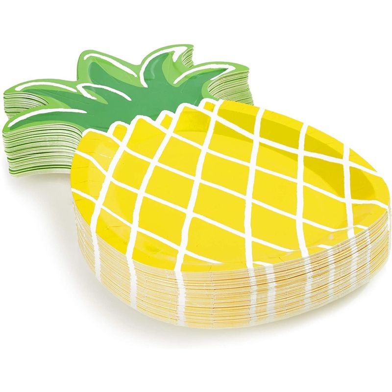 Blue Panda 48-Pack Die-Cut Pineapple Disposable Paper Plates Party Supplies 10"x6", 4 of 7