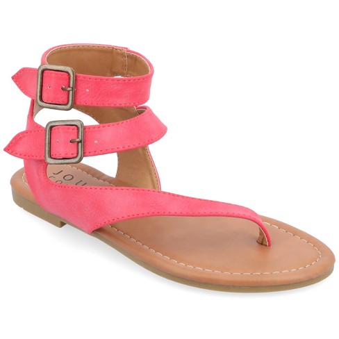 Journee Collection Womens Kyle Ankle Wrap Low Block Heel Sandals Pink 6 ...