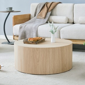 FONTOI Cylindrical Coffee Tables with Anti-slip Feet for Small Spaces Living Room Bedroom Balcony Office Side Table, Brown, 27.5"*12"*27.5" - 1 of 4