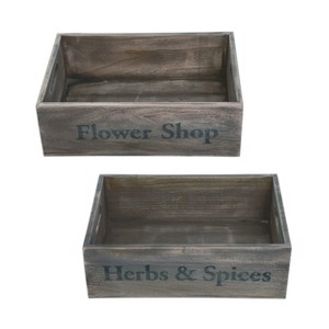 Transpac Wood Rustic Flower Shop Crate Set of 2 Spring Home Decorations - 1 of 1