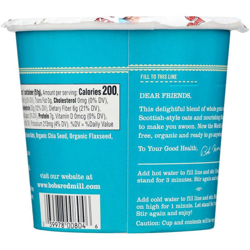 Bob's Red Mill Classic Organic Oatmeal Cup - Case of 12/1.8 oz, 3 of 8