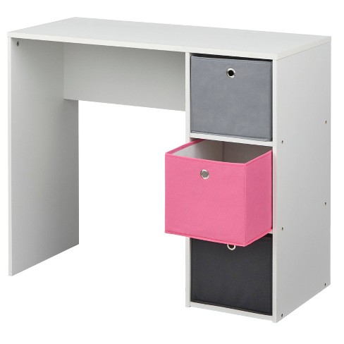 Desk with fabric store storage bins