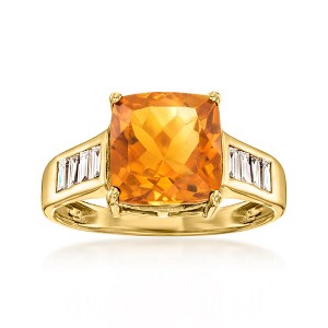 Ross-Simons 3.90 Carat Citrine Ring With .40 ct. t.w. Lab-Grown Diamonds in 18kt Gold Over Sterling - 1 of 4