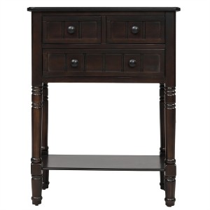 OUTSUPPLY Slim Console Table with 3 Drawers & Shelf, Solid Wood Sofa Table for Narrow Spaces, Easy Assembly, Living Room & Entryway - 1 of 4
