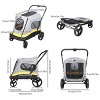 Large Heavy Duty Dog Stroller Folding Pet Stroller 4-Wheel Pet Travel Carrier Double Door Pet Trolley Skylight Cart with Rainproof Cover - 3 of 4