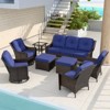 EAGLE PEAK Azure Bay 8 Pieces Wicker Outdoor Patio Furniture Set, Sofa 4 Chairs with Ottomans and Side Table - 2 of 4
