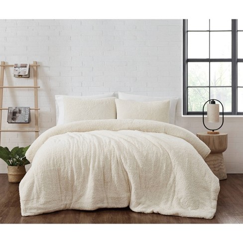 Brooklyn Loom Marshmallow Faux Shearling Comforter Set Ivory : Target