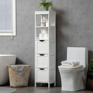 Resenkos Bathroom Cabinet, Narrow Storage Unit, Floor Cabinet for Living Room, Kitchen, White - 1 of 4