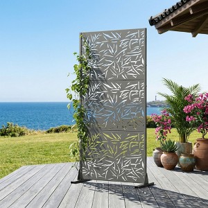 Bamboo Leaf Rectangular Galvanized Steel Privacy Screen Gray, Indoor  Outdoor Freestanding Patio Partition Decorative Room Divider 723516 Inch  : Target