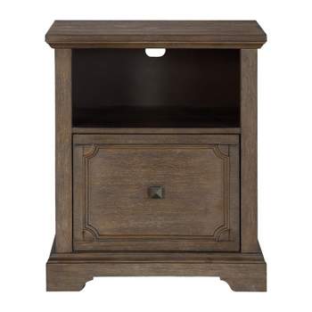 Toulon Wood Lateral File Cabinet with Casters in Dark Oak - Lexicon
