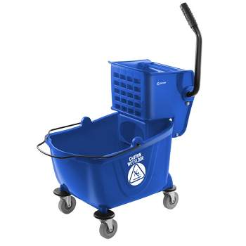 Dryser 26 Quart Commercial Mop Bucket with Side Press Wringer, Blue