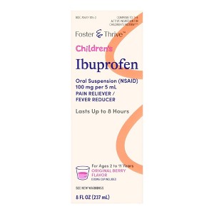 Foster & Thrive Child Ibuprofen Suspension, Berry Pain Relief and Fever Reducer for Children with Delicious Berry Flavor 8 Oz - 1 of 4