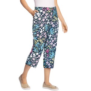 Woman Within Plus Size Adjustable Waist Chino Capri - 1 of 4