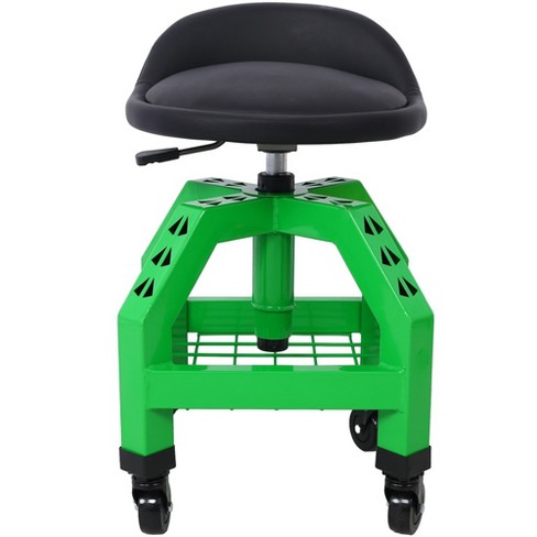 Rolling Shop Stool For Garage With Casters Adjustable Height 360 Swivel Shop Seat With Tool Tray Storage Lower Shelf Ergonomic Padding Green Target