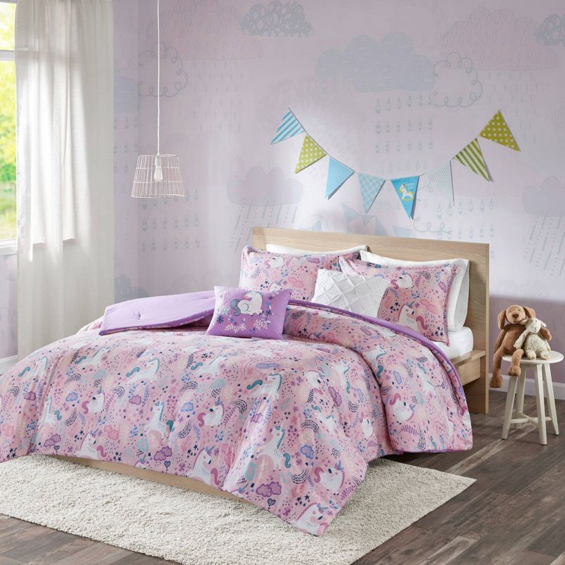 Laila Cotton Reversible Unicorn Print Kids' Comforter Set - Urban Habitat, 2 of 8