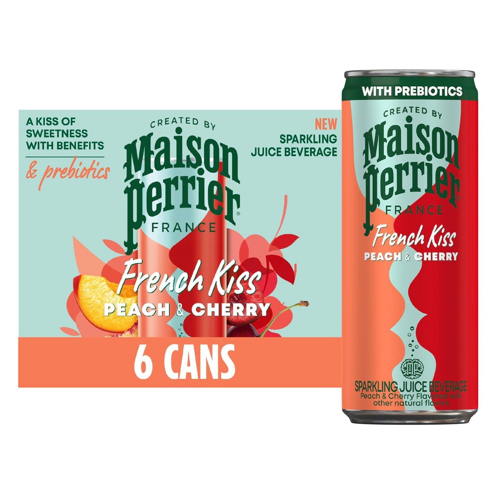 Maison Perrier French Kiss Peach and Cherry Flavored Sparkling Water with Real Fruit Juice - 6pk/11.15 fl oz​