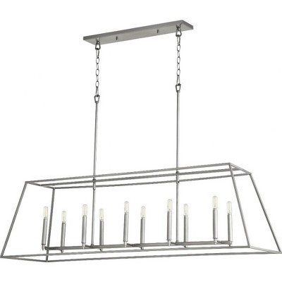 Quorum Lighting Gabriel 10-Light Pendant, Classic Nickel, 17W x 16.25H x 54L