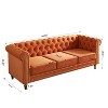 NicBex 84.65 Inch Modular Sectional Sofa Couch with Tufted Backrest Mid-Century 3-Seater Sofa with Gold Ribbon Decoration for Living Room - 3 of 4