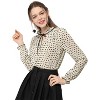 Allegra K Women's Bow Tie Neck Ruffled Collar Printed Long Sleeve Vintage Blouse - 2 of 4