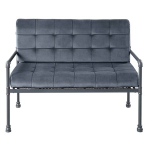 TiramisuBest 45"W Gray Corduroy Loveseat with Hidden Storage & Side Pocket, Compact Upholstered Sofa for Small Spaces - 1 of 4
