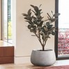 LuxenHome 17" Dia Round Concrete Planter Indoor Outdoor Large Plant Pot Handmade Rustic Distressed Ribbed Flower Pot for Home Garden Patio Off-White - 2 of 4