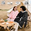 Catalonia Woman Oversized Blanket Hoodie Sweatshirt Cape, Fluffy Soft Fleece Casual Batwing Coat Pullover Blanket, Cozy Gift for Wife Women - 4 of 4