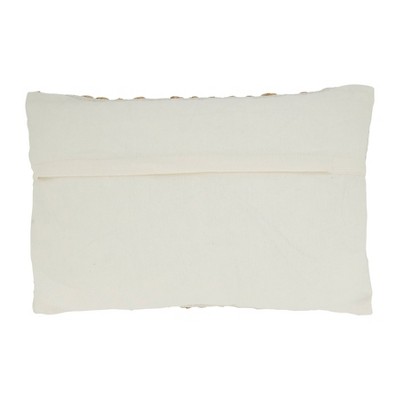 Ivory and Beige Cotton Jute Rope Design Throw Pillow Cover