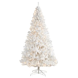 Nearly Natural 9-ft White Artificial Christmas Tree with 1860 Bendable Branches and 650 LED Lights - 1 of 4