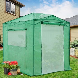 EAGLE PEAK 8'x6' Portable Walk-in Greenhouse, Upgraded Screen Mesh Door, Green - 1 of 4