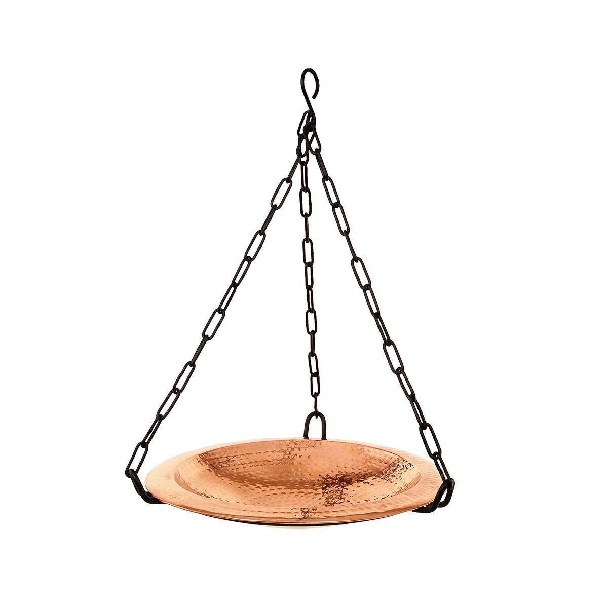 12.5" Hammered Copper Hanging Birdbath Bowl Polished Copper Plated - Achla Designs: Weather-Resistant, No Assembly Required