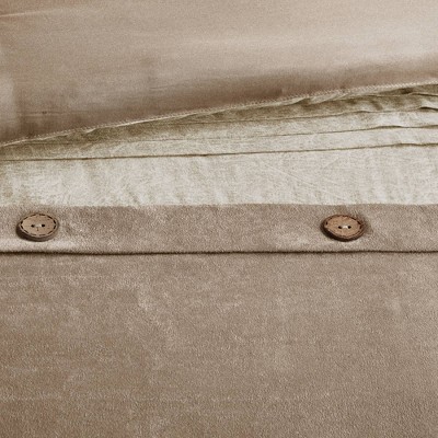 Tan Queen Faux Suede 7-Piece Comforter Set