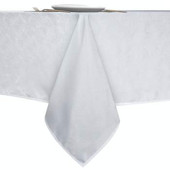 Kate Aurora Diamond Textured Spill And Stain Proof All Purpose Fabric Tablecloth - 60 in. W x 104 in. L (8-10 Chairs), White