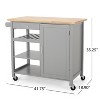 GDFStudio Carmelina Contemporary Wooden Kitchen Cart with Wheels - 3 of 4