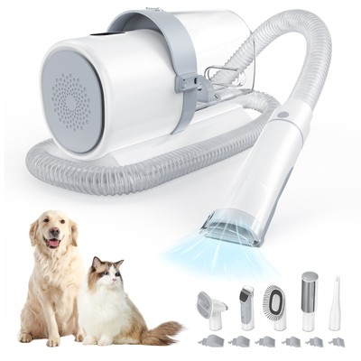 FURNIinspire Professional Dog Grooming Clippers, 3 Suction Modes, Cordless Clippers, 5 Groomer Tools, Low Noise Pet Hair Trimmer, White,