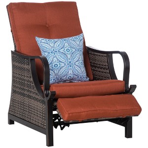 Outsunny Wicker Recliner Outdoor Adjustable Lounge Chair PE Rattan Recline Lounge Furniture, w/ Cushion & Armrest for Backyard, Garden, Patio - 1 of 4