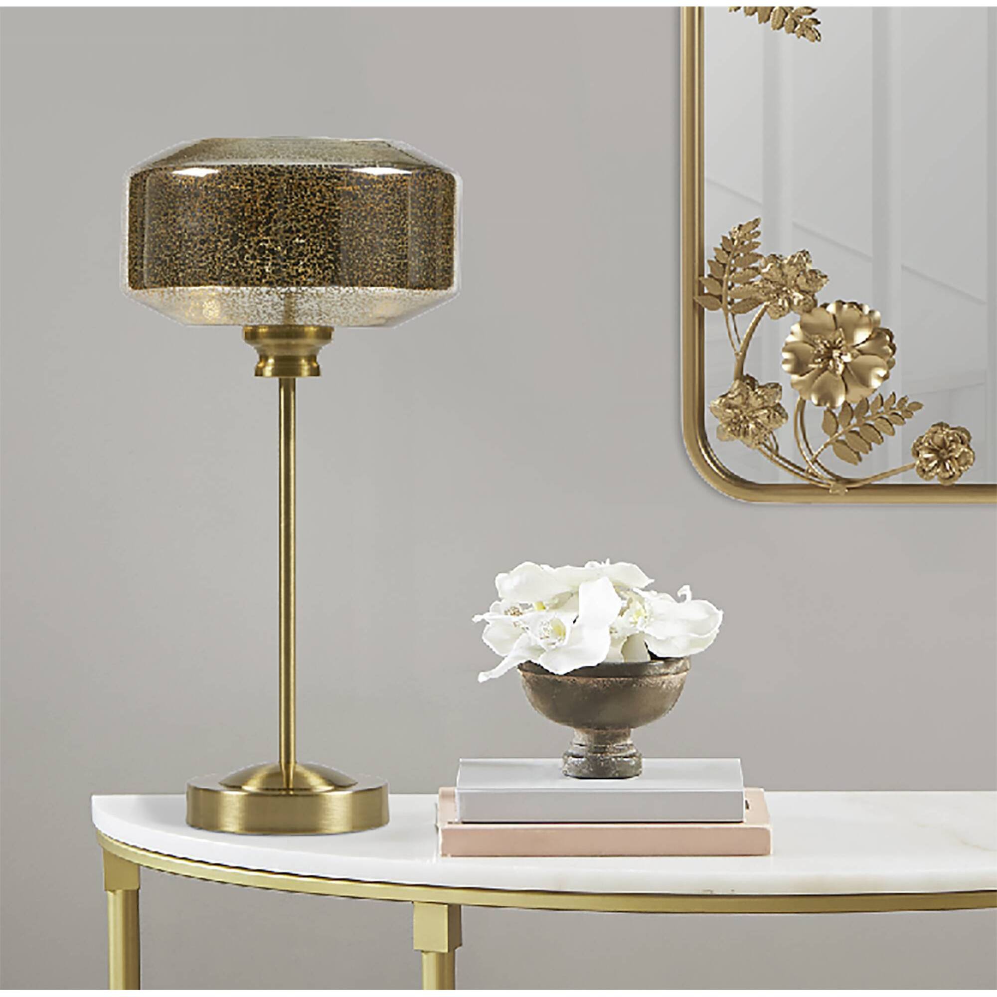 Ink+Ivy 8.5"x17" Lumivive Mercury Glass Table Lamp: Contemporary Design, Iron Base, UL Listed