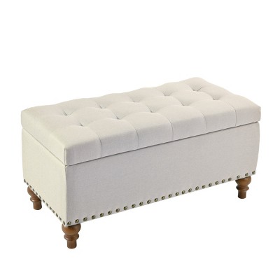 GlasFlength Ottomans and Benches Foot Rest Bedroom Bench Storage Ottoman Bench Upholstered Bench for Living Room, Beige, 36.61"*16.93"*17.72"