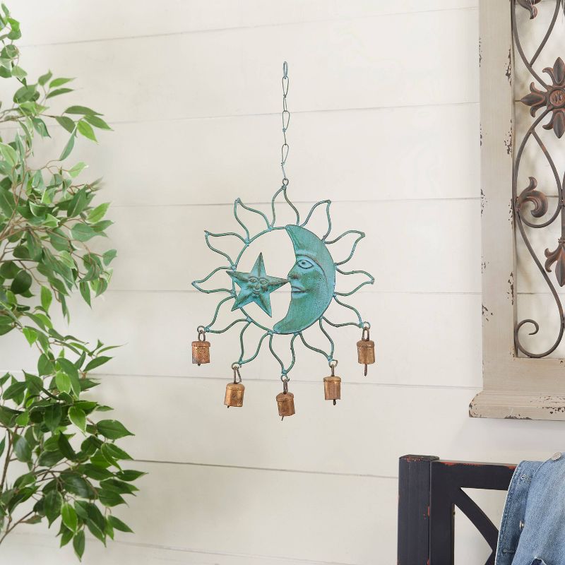Eclectic Metal Moon and Sun Windchime Turquoise - Olivia &#38; May, 2 of 7