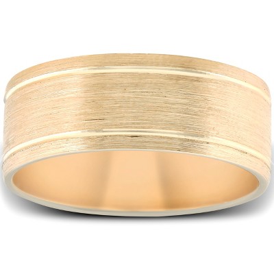 Pompeii3 14K Yellow Gold 8MM Comfort Fit Brushed Mens Wedding Band
