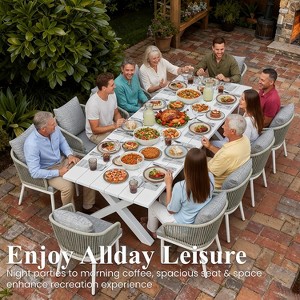 LayinSun 10 Pieces Outdoor Patio Dining Set with Aluminium Rectangular Dining Table and Wicker Rattan Chairs Set - 1 of 4