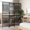 vidaXL Room Divider 4 Panels - Black Poly Rattan Privacy Screen for Garden/Patio/Balcony - Foldable Partition - 3 of 4