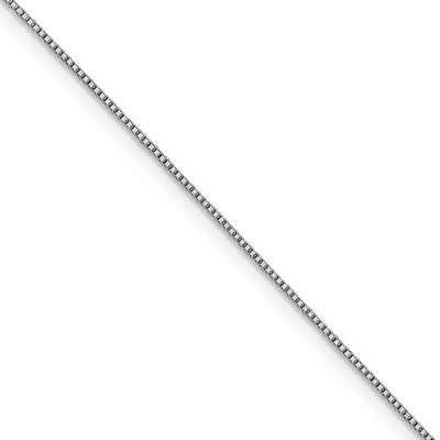 Black Bow Jewelry 0.7mm 18k White Gold Classic Box Chain Necklace